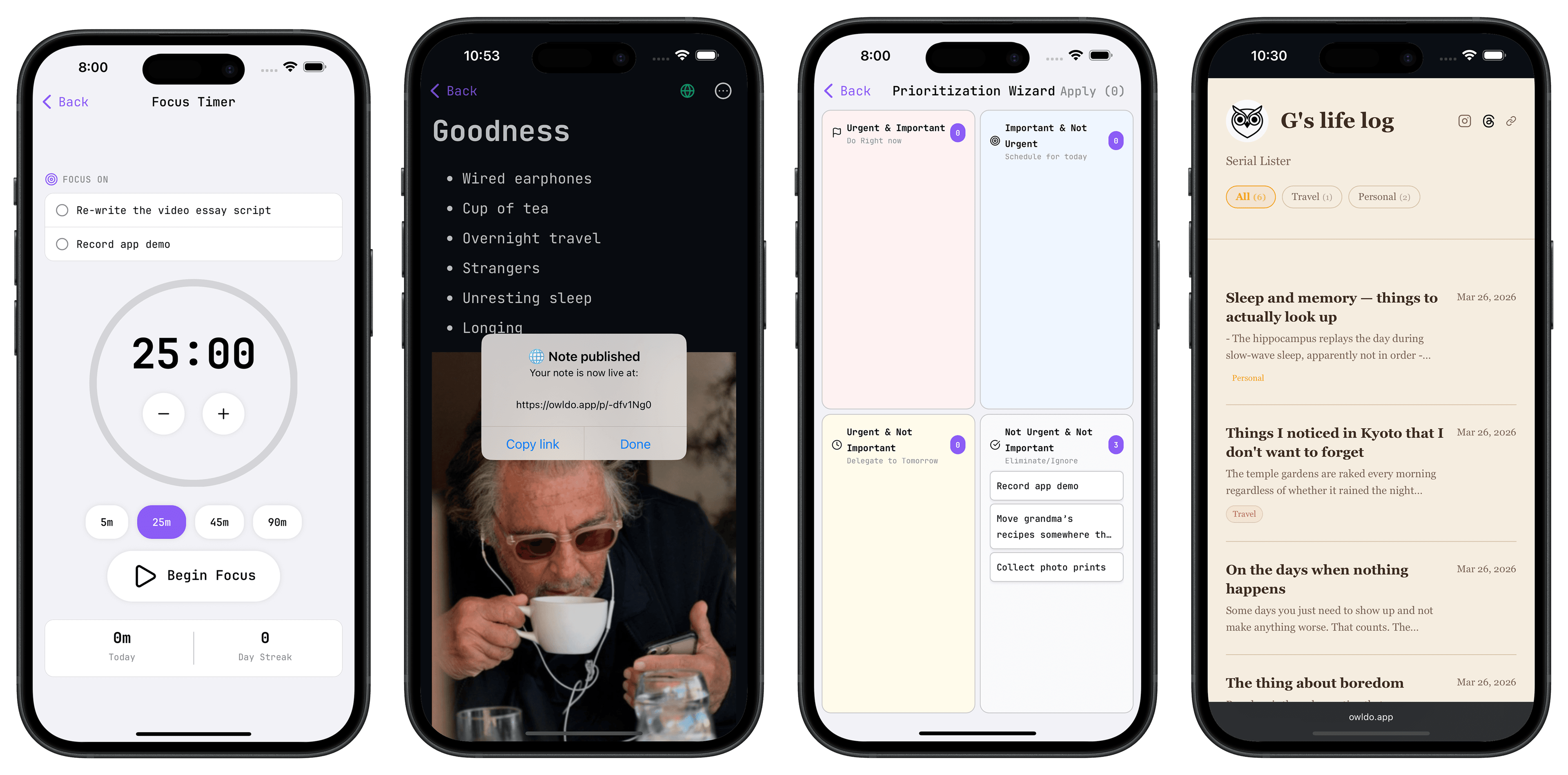 Owldo mobile features