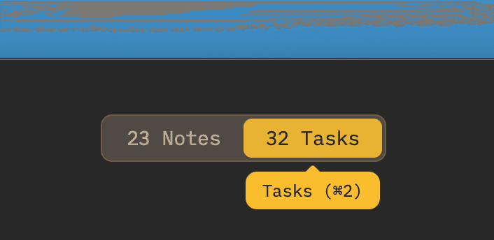 Owldo top tabs switching between Notes and Tasks in one unified workspace