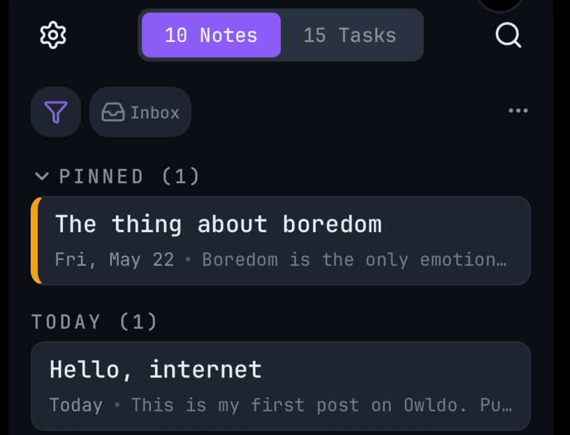 Two devices side by side (desktop + phone) showing the same note, with a subtle 'synced' indicator. Convey cross-device parity.