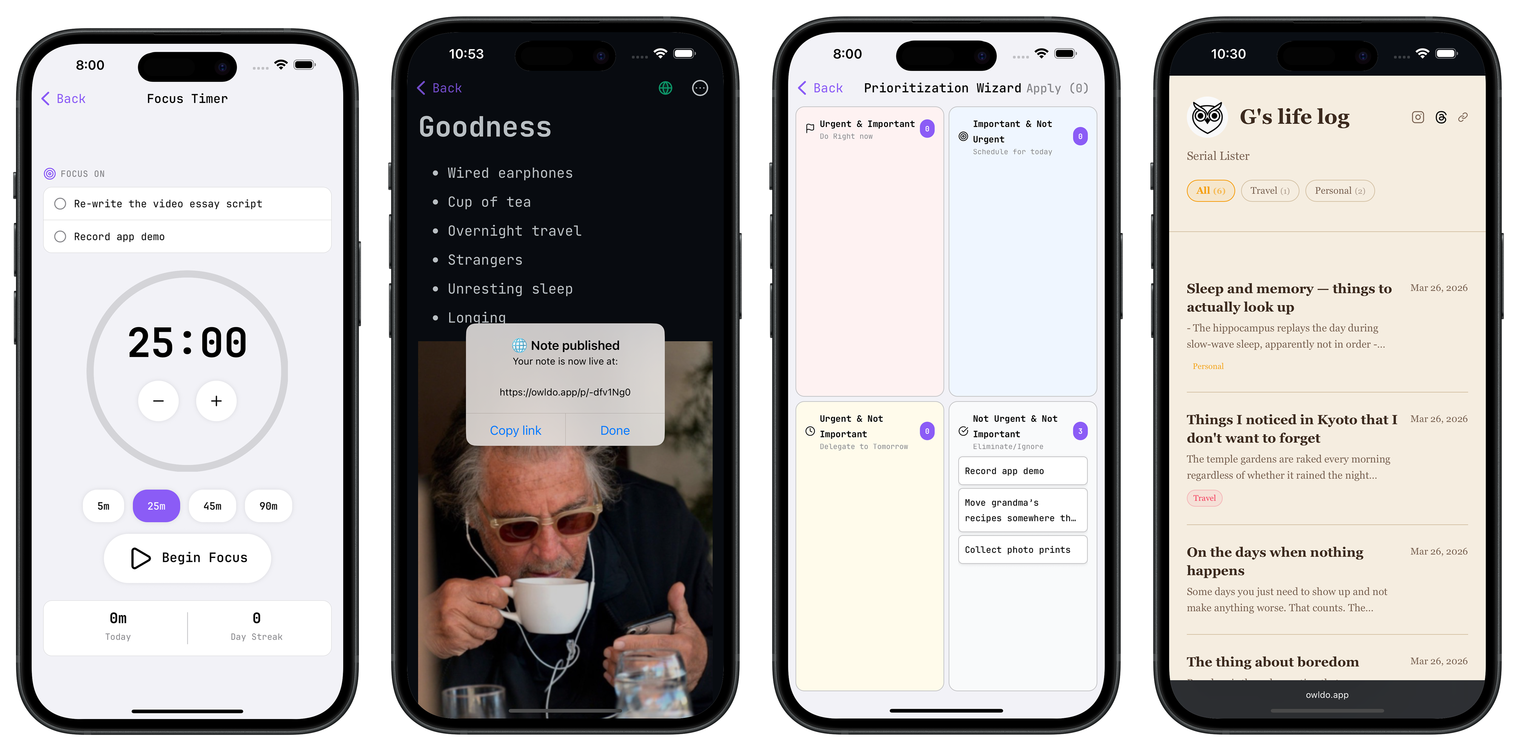 Owldo mobile features
